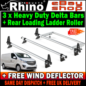  
Vauxhall Vivaro Roof Rack Bars x3 Rhino With Roller Used For Ladders 2015-2019