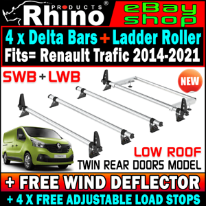  
Renault Trafic Roof Rack Bars x4 Rhino AND Roller 2014-2021 SWB-L1 LWB-L2 LOW-H1