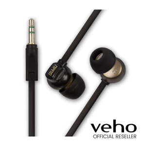  
VEHO STEREO NOISE ISOLATING SUPER SOFT EARPHONES – BLACK/GOLD – VEP-019-NPNG