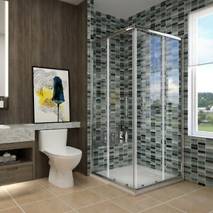  
Corner Shower Enclosure and Tray Walk in Cubicle Sliding Door Bathroom