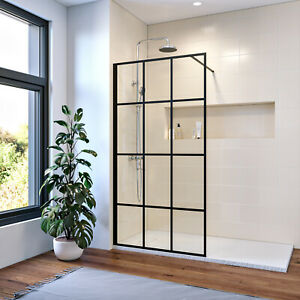  
Walk in Wet Room Shower Enclosure Shower Screen Panel Mattblack 900×1850 mm