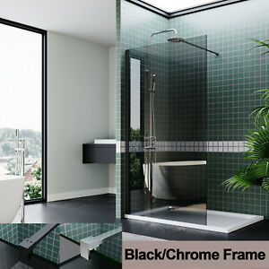  
Black Shower Enclosure Walk in 8mm Easy Clean Glass Panel Cubicle Bath Screen