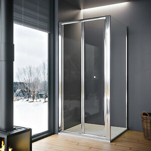  
Walk in Bi fold Shower Door Enclosure and Tray Wet Room Glass Screen Panel