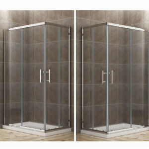  
Sliding Shower Enclosure And Tray Corner Entry 6mm Glass Cubicle Various Sizes
