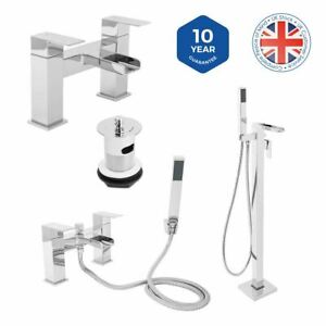  
Modern Bathroom Tap Square Waterfall Basin Bath Filler Shower Chrome Edessa