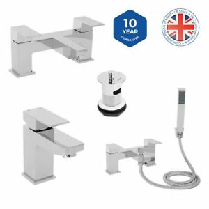  
Modern Bathroom Tap Square Basin Bath Filler Shower Mixer Sink Chrome Tap Set