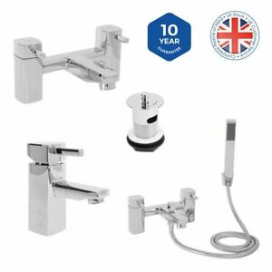  
Modern Bathroom Square Basin Tap Bath Filler Shower Mixer Chrome Sink Tap Set