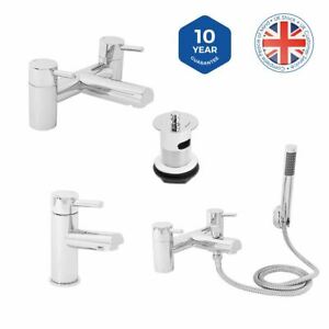  
Modern Bathroom Set Square Basin Bath Filler Shower Mixer Chrome Sink Tap Set