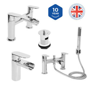  
Modern Bathroom Square Basin Bath Filler Shower Tap Mixer Chrome Sink Tap Set