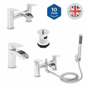  
Modern Bathroom Square Basin Bath Tap Filler Shower Mixer Chrome Sink Tap Set