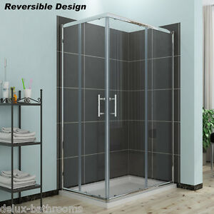  
Shower Enclosure Corner Entry Cubicle Sliding Screen Glass Door Stone Tray+Waste