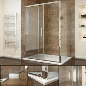  
8mm Glass Sliding Shower Door Enclosure and Tray Easy Clean Screen Panel