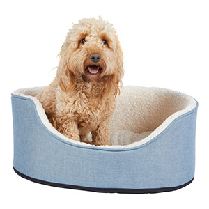 Pets at Home Linen Oval Dog Bed Blue