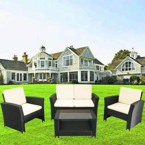 Rattan Garden Furniture 4 Dining Set Conservatory Patio Outdoor Table Chair Sofa