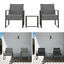 Rattan Garden Furniture Bistro Set Patio 2 Seater Chairs w/ Glass Table Outdoor