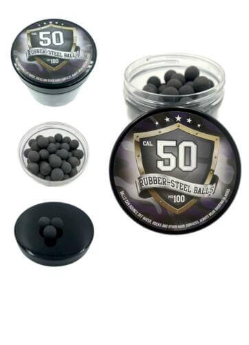 100x Hard Rubber Steel Balls Paintballs Reballs Defense Pistols 50 cal. HDR TR50
