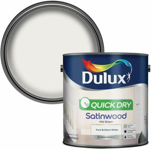 Dulux Quick Dry Satinwood Paint For Wood And Metal – Pure Brilliant White 750 ml