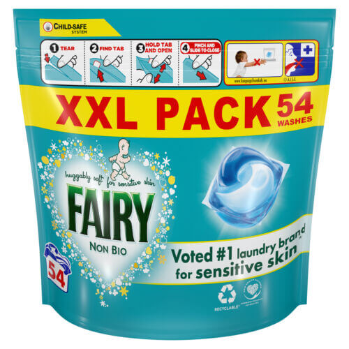 Fairy Non Bio Pods Washing Liquid Capsules for Sensitive Skin XXL Pack 54 Washes