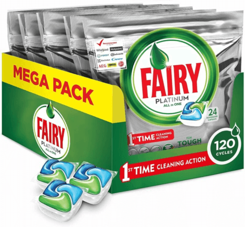 Fairy Platinum All-In-One Dishwasher Tablets Bulk, 120 (24 x 5)