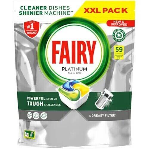 Fairy Platinum LEMON Plus All-In-1 Dishwasher Tablets , 59 Capsules, XXL PACK