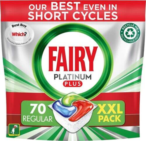 Fairy Platinum Plus All-In-1 Dishwasher Tablets Bulk, 70 Tablets, XXL PACK