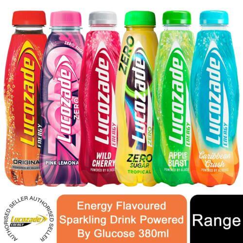 Lucozade Energy Flavoured Sparkling Drink Powered By Glucose 380ml, 24 Pack