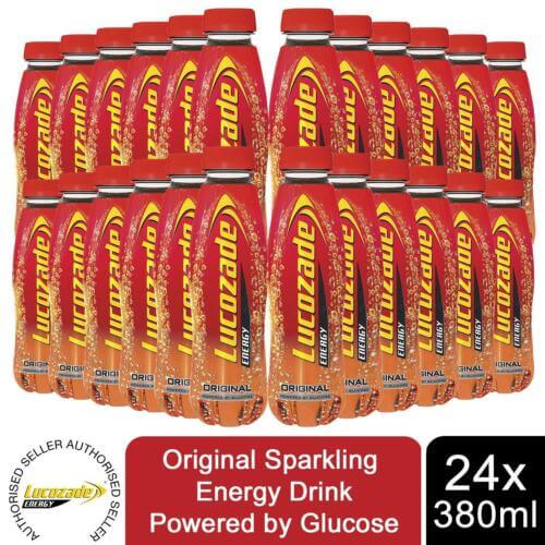 Lucozade Energy Original Sparkling Drink Powered By Glucose, 24x380ml