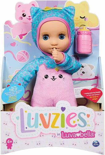 Luvabella Kitty Luvzies 11″ Baby Soft Doll & Bottle Set New Kids Toy Gift 4+