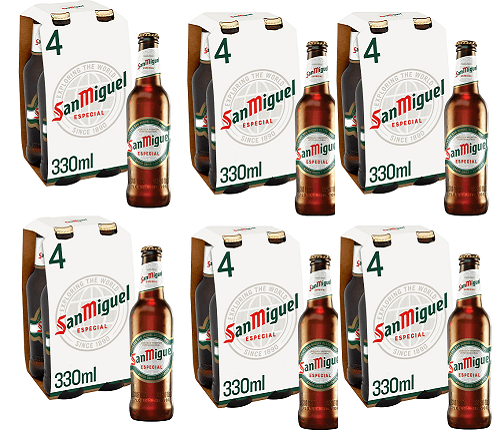 San Miguel Premium Lager Beer Bottles 6 x 4 Pack 330ml Best Before 11th April 22