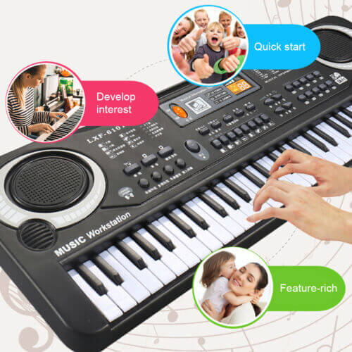 61 Key Digital Electronic Keyboard Microphone LED Music Piano Instrument Gift