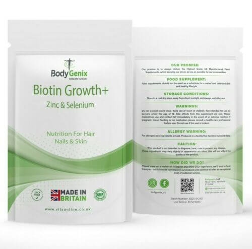 Biotin Hair Growth Supplement 180 Tablets – 10,000mcg + Zinc + Selenium UK VEGAN