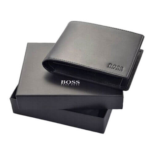 HUGO BOSS Mens Wallets Credit Card Leather ID Contact less Coin Purse Black GIFT