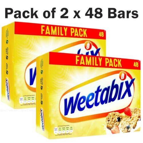 Weetabix Wholegrain Healthy Cereal Biscuits Breakfast Family Pack of 2 x 48 Bars