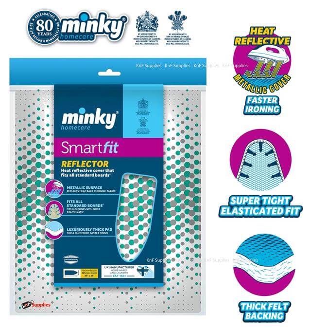 Minky Smart Fit Elasticated Reflector Ironing Board Cover 125 x 45cm