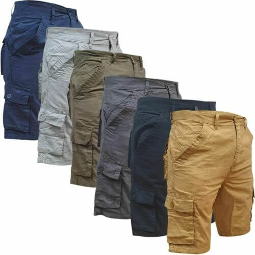 Mens Cargo Shorts Combat Twill Work Chino Knee Length Summer Pants Pockets New