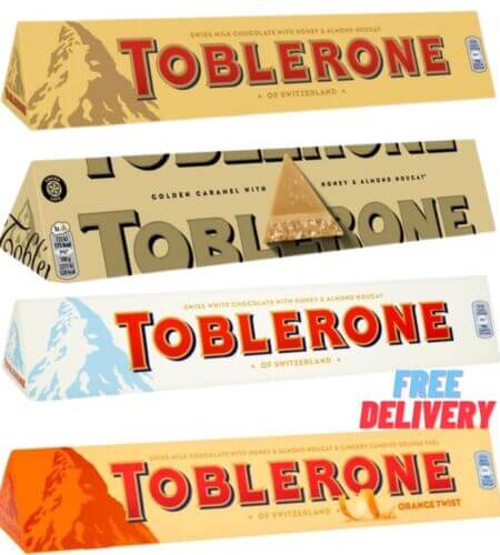 Toblerone Chocolate Giant XL 360g Bars Milk, White, Orange and Golden Caramel