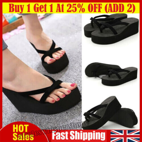 Women’s Beach High Wedges Heel Flip Flops Sandals Beach Slipper Shoes Platform