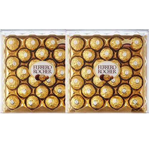 Ferrero Rocher Milk & Hazlenut Chocolate 2 x 300g Box 48 x Chocolates BBE JUL/22