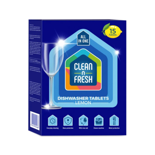 All In One Dishwasher Tablets – Clean n Fresh Lemon 15 Tablets