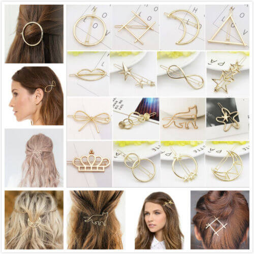 Women’s Girls Geometric Metal Hair Clips Barrette Slide Grips Hair Clip Hairpins