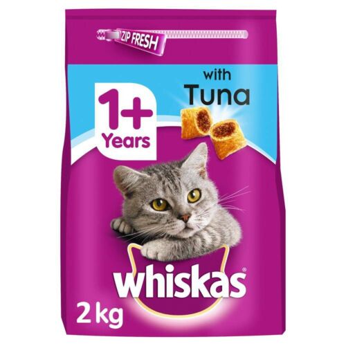 2kg Whiskas 1+ Adult Complete Dry Cat Food with Tuna 2kg Cat Biscuits