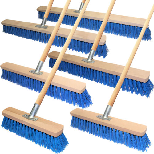 Sweeping Brush Outdoor Broom Garden Yard Sweeper with HANDLE Stiff Bristle Blue
