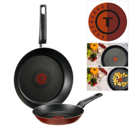 Tefal 2pc Frying Pan Set Aluminium Non Stick Thermo Signal Easy Clean 20cm 26cm