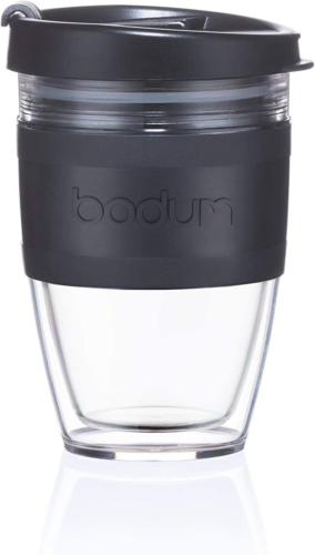 BODUM 11889-01S JOYCUP Travel Mug, Double Wall, 0.3 L, Black Band, Plastic