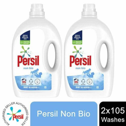 2 Pack Persil Liquid Washing Detergent, Non-Bio, 105 Washes, Total – 210 Wash