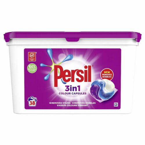Persil 3 In 1 Colour Capsules 38 Washes New Improved Removes Stains Bobbles