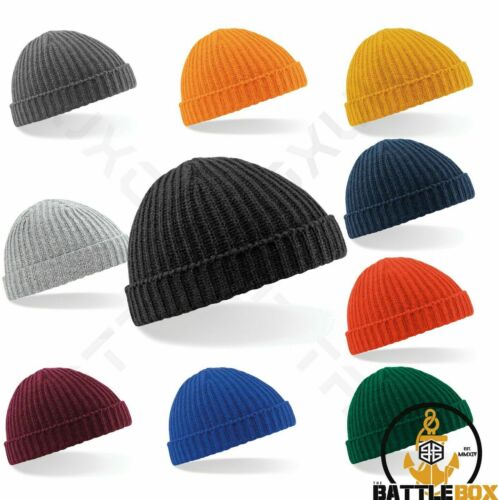 Trawler Beanie Knitted Fisherman Hat Retro Beechfield Vintage Style Ski Wooly