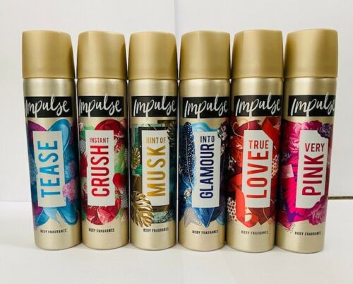 X 6 IMPULSE BODY FRAGRANCE 75ML SPRAY DEODORANT & GIFT SETS MIX