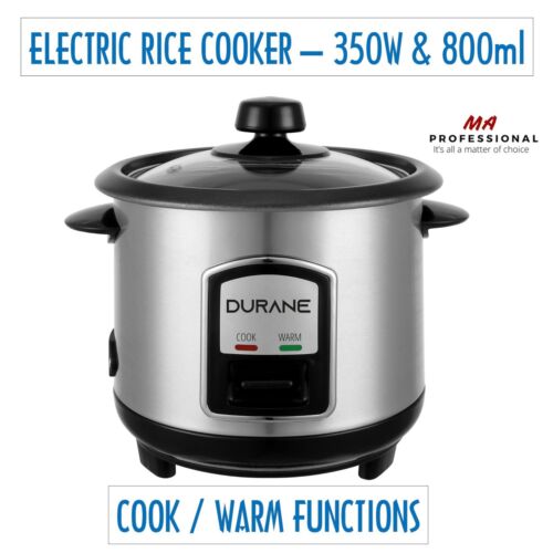 Durane Rice Cooker Steamer Cooking Pot Non Stick Electric Keep Warm 0.8L 350W 1 YEAR WARRANTY | STAINLESS STEEL | FREE RETURNS