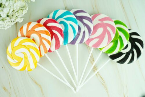 Rainbow Lollipops Swirly Lollies Halloween Sweets Rock Candy Cake Toppers